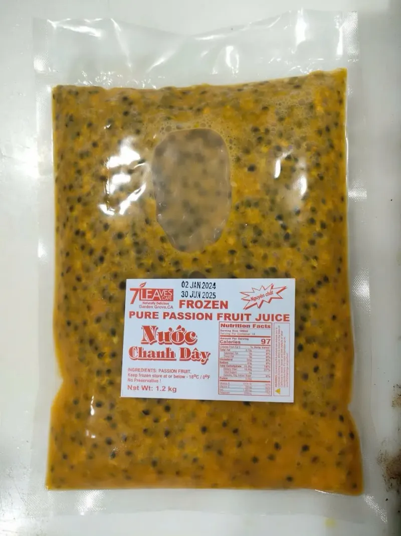 Frozen passion fruit juice pure 1kg pack